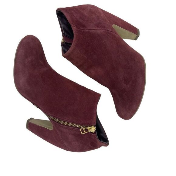 Steve Madden Womens Suede Leather Side Zip Panelope Booties Wine Size 9.5 - Picture 3 of 8